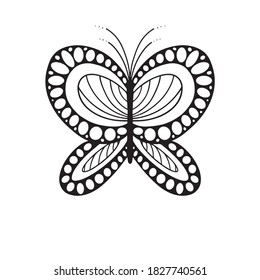 Vektorsymmetrischer Schmetterling mit Kreisen und Reihen