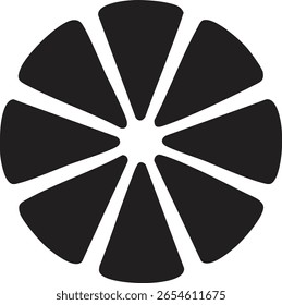 Vektorsymmetrische Kreisgrafik mit acht Segmenten und mittlerem Leerraum auf weißem Hintergrund