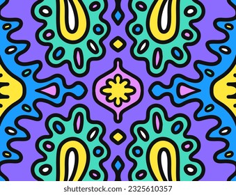vector simétrico doodle libre forma contornos geométricos planos y de borde negro para banner, publicación, fondo de medios sociales