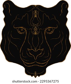 vector symmetrical muzzle of a panther with a ragged outline