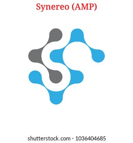Vector Synereo (AMP) digital cryptocurrency logo. Synereo (AMP) icon. Vector illustration isolated on white background.