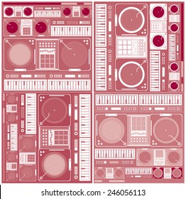 Vector Synthesizer Keyboard And Turn Table Tools