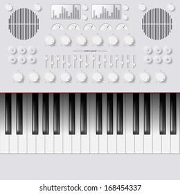 Vector Synthesizer Keys Knobs Buttons and keyboard
