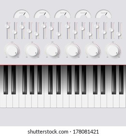 Vector Synthesizer Keys Knobs Buttons and keyboard