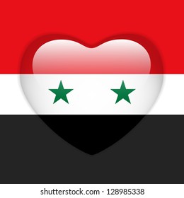 Vector - Syria Flag Heart Glossy Button