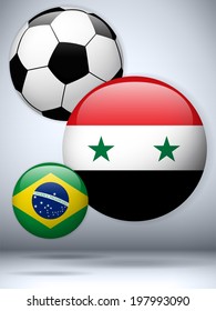 Vector - Syria Flag with Soccer Ball Background