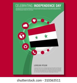 Vector Syria Independence Day Flyer template. Creative Brochure Title Page. National Day Leaflet design element. vector illustration