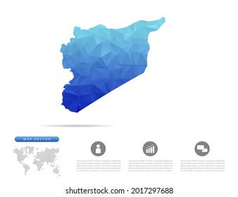 Vector Syria map blue polygon triangle mosaic for presentation. Creative concept for infographic.