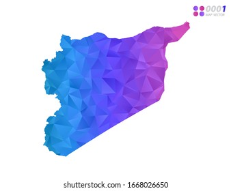 Vector Syria map colorful polygon triangle mosaic with white background. style gradient.