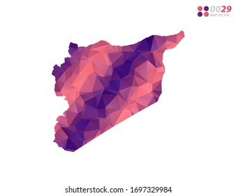 Vector of Syria map colorful polygon red triangle mosaic with white background. style gradient.