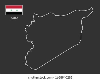 vector Syria map thin line style.