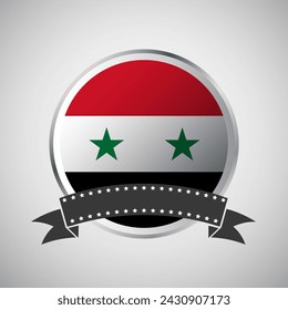 Vector Syria Round Flag Banner Vector Illustration