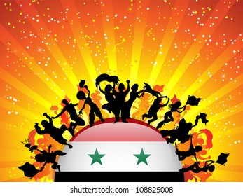 Vector - Syria Sport Fan Crowd with Flag