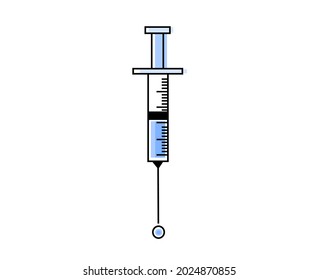 Vector syringe anti covid-19 and disease. Syringe line icon for doctor and hospital. Illustration. Vector graphics.