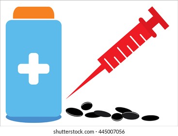  Vector of  syringe and drug design 