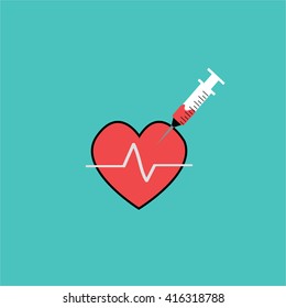 Vector of syringe and heart 