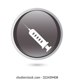 vector syringe icons. black button.