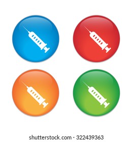 vector syringe icons. glossy button.