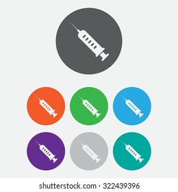 vector syringe icons.   Round buttons. 