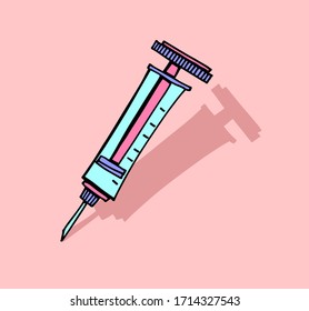 
Vektorillustration Spritze Injektionskrankheit Virus