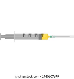 Vector syringe with needle for injection icon isolated