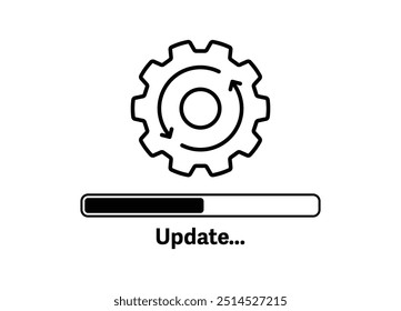 Conceito de atualização e atualização de software de sistema vetorial. tela do processo de instalação. novo processo de atualização. ilustração vetorial.