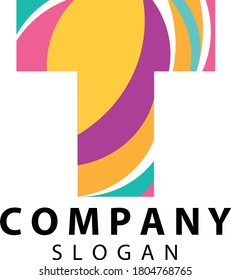 Vector T Logo in Pastel Colors. Company Branding.