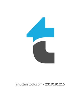 Vector T Logo in two color variations. Beautiful Logotype design for company branding. Elegant identity design in blue and grey