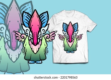 Vector T shirt Design Character With Gradient Color