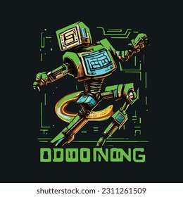 Vector t shirt design with Dancing Robot illustration