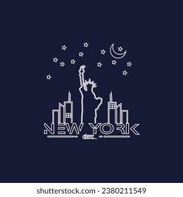 Vector t shirt design skyline travel label, new york city.
