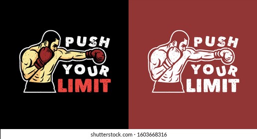 vector t shirt illustration man boxer do straight punch in vintage style design