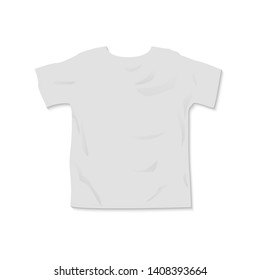 Vector t shirt mockup template with shadow top view illustration isolated on  a white background