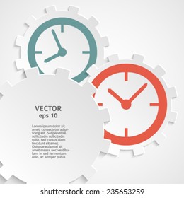 Vector tab template for business presentation with Unusual clock face gears on the white background / can use for info-graphic / loop business report or plan / brochure template / layout poster EPS 10