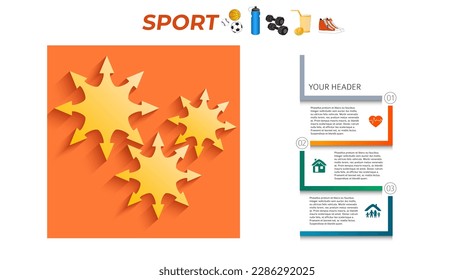 Vector tab template for fitness and health plan training. modern flyer layout, healthy lifestyle brochure, cover page sport magazine, web banner design elements. EPS 10