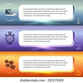 Vector tab template for fitness and health plan training / modern flyer layout / healthy lifestyle brochure / cover page sport magazine / web banner horizontal design elements. EPS 10