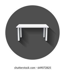 Vector table for object presentation. Empty white top table with long shadow.