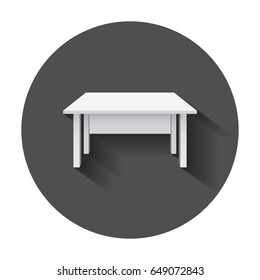 Vector table for object presentation. Empty white top table with long shadow.