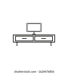 vector table shaped icon with tv
