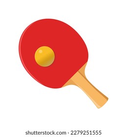 Raqueta de tenis de mesa vectorial con ball, bate de ping-pong, concepto de competición deportiva y de juegos