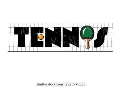 Vector table tennis racket or racquet, flat style