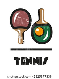 Vector table tennis racket or racquet, flat style