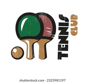 Vector table tennis racket or racquet, flat style
