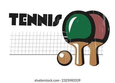 Vector table tennis racket or racquet, flat style