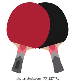 Vector table tennis racket or racquet. red and black. flat style. Activitiy ping pong competition icon for fitness game equipment. Front and back pair views. Tennis game wooden sport racket.