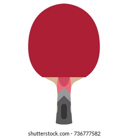 Vector table tennis racket or racquet. red flat style. Activitiy ping pong competition icon for fitness game equipment. Front view. Tennis game wooden sport racket. High quality modern new wooden grip