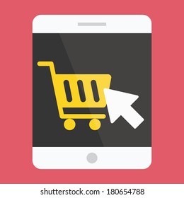 Vector Tablet Buy Online Icon Ecommerce Concept