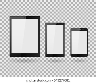 Vector tablet computer and mobile phone realistic on isolate background, vector illustration EPS10