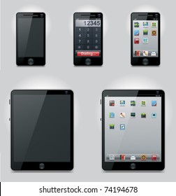 Vector tablet computer and mobile phone icons