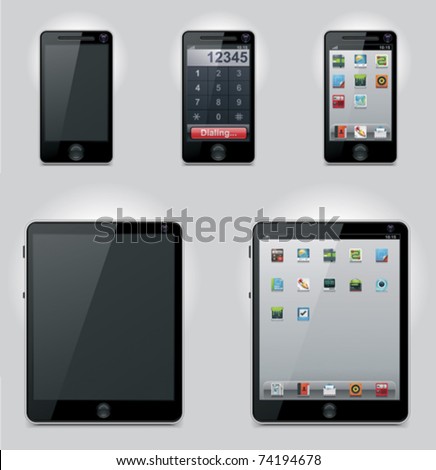 Vector tablet computer and mobile phone icons